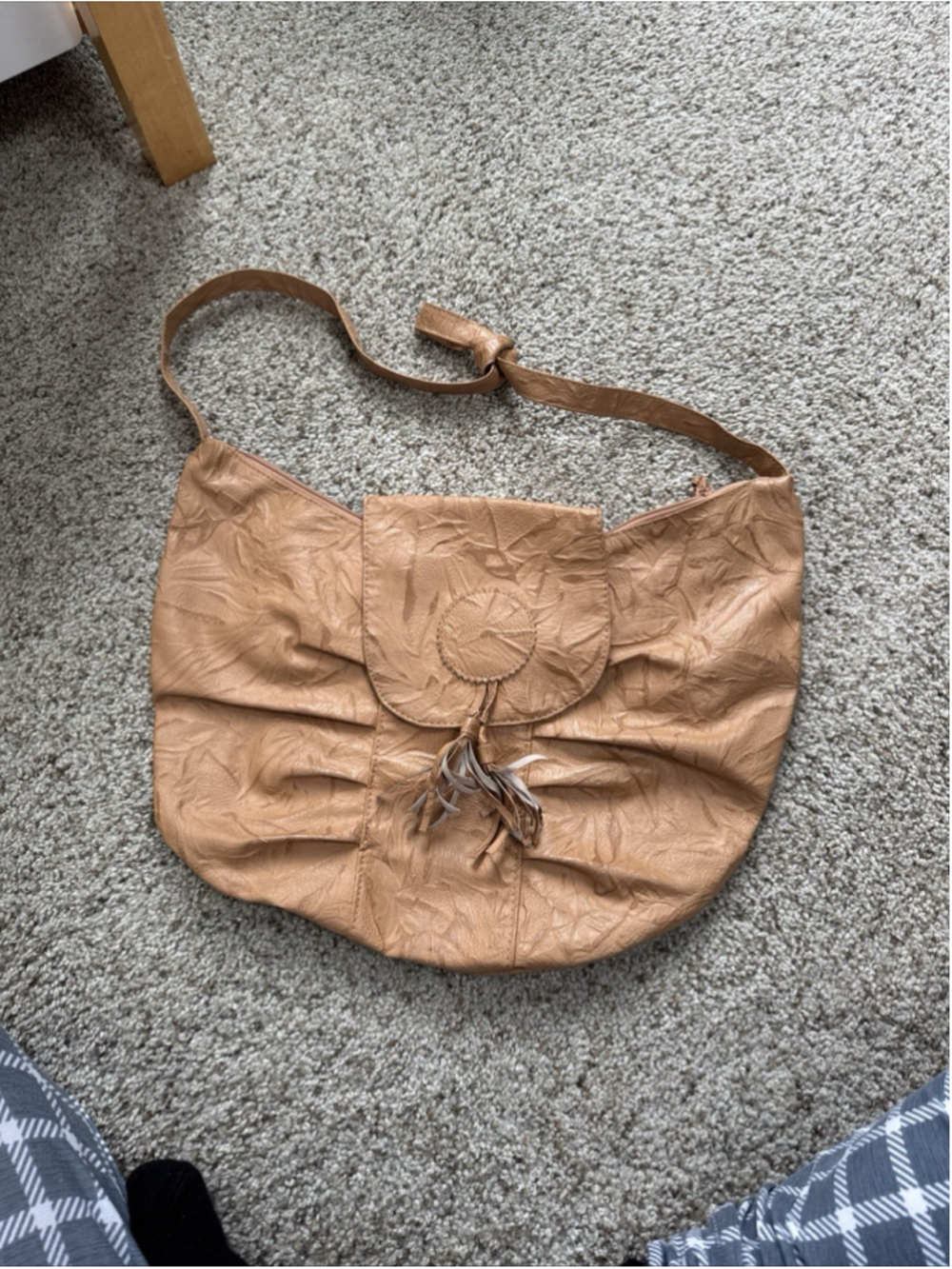 Pacific Express Faux Leather Shoulder Bag Purse Tan Brown Vintage